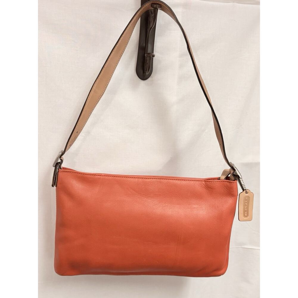 Old Coach Slim Shoulder Zip Bag Tangerine MOB 9414 Adj Shoulder Glove Leather